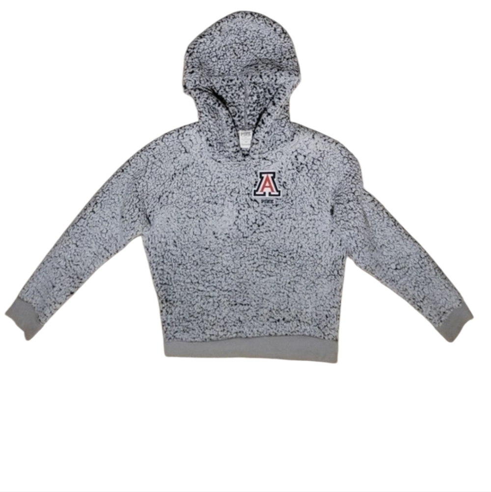 VS PINK ARIZONA WILDCATS Sherpa Hoodie Gray Size M